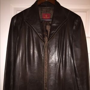 Cole Haan brown lamb skin leather jacket